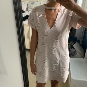 Beige distressed dress
